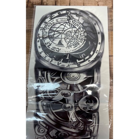 Steampunk Gears & Compass Skull Design Arm Sleeve Waterproof Temporary Tattoo Sh - Picture 2 of 3